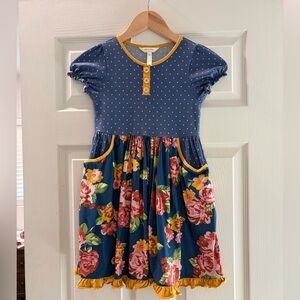 Matilda Jane Blue Floral Dress with Yellow Trim